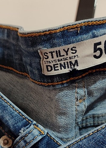50 Beden Düğmeli Kadın Mavi Denim Pantolon