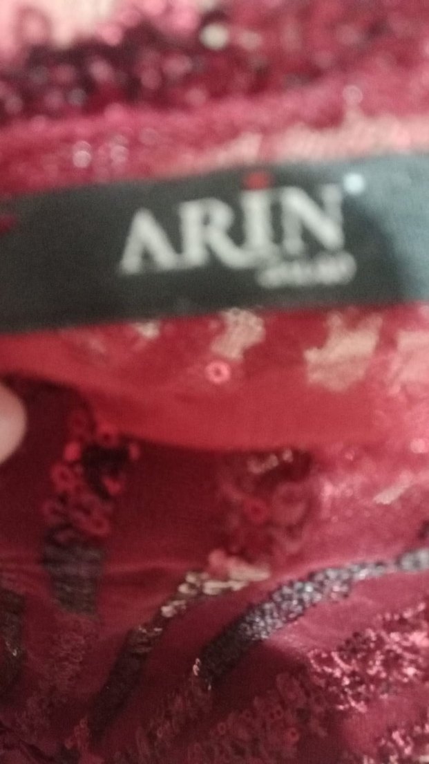 Bordo V Yakalı Midi Abiye Elbise - Görsel 3