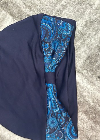 Mavi Desenli Tesettür haşema - Görsel 3