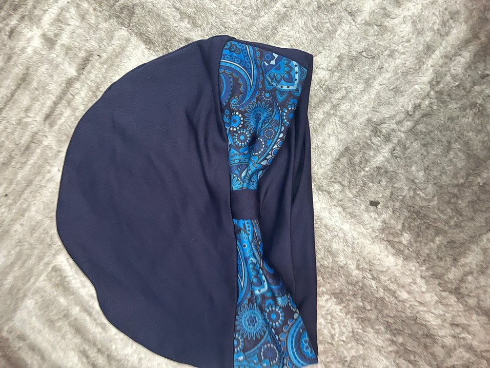 Mavi Desenli Tesettür haşema - Görsel 3