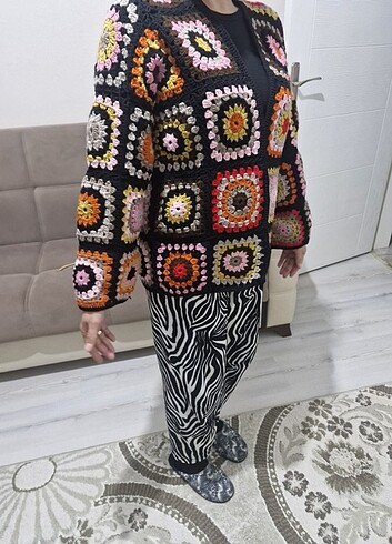 Motifli el örgüsü hirka - Görsel 5