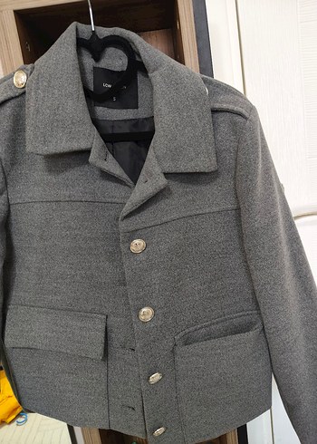 Düğmeli Gri Midi Yün Kadın Ceket - Görsel 3