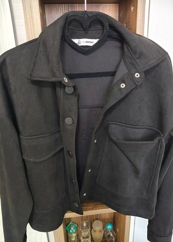 Düğmeli Siyah Süet Kadın Ceket - Görsel 2