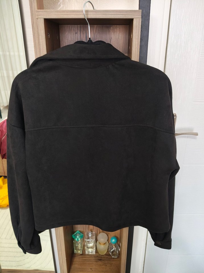 Düğmeli Siyah Süet Kadın Ceket - Görsel 3