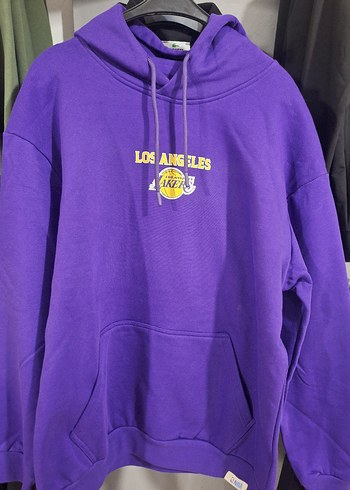 Mor Los Angeles Baskılı Kapüşonlu Sweatshirt