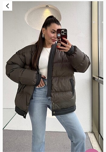s Beden Koyu kahve şişme mont