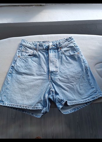 Kadın Zara Açık Mavi Mini Denim Şort