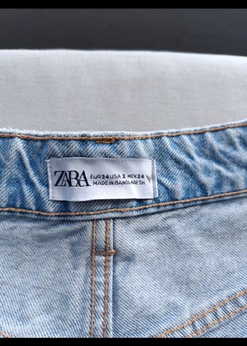 36 Beden Kadın Zara Açık Mavi Mini Denim Şort