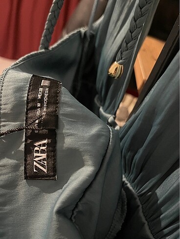 zara örgü askı saten elbise - Görsel 6