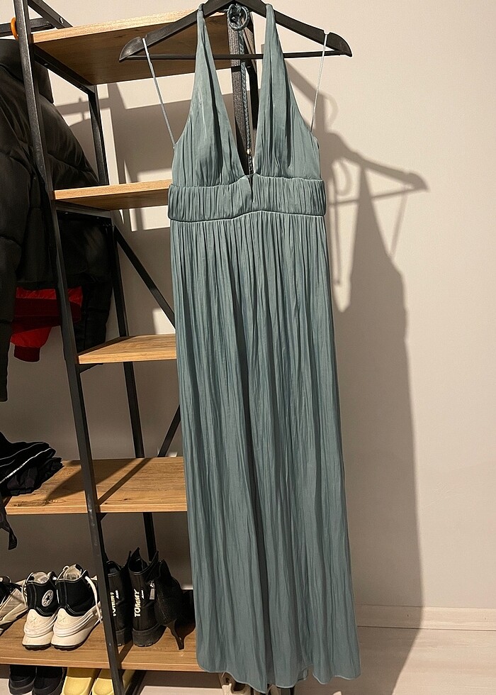 zara örgü askı saten elbise - Görsel 2