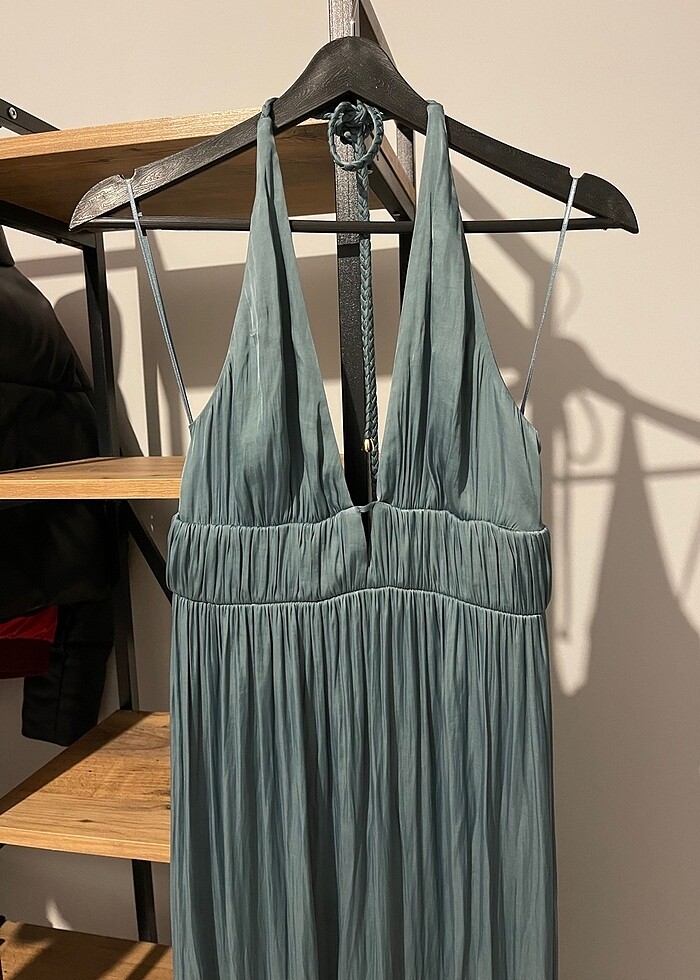 zara örgü askı saten elbise - Görsel 3