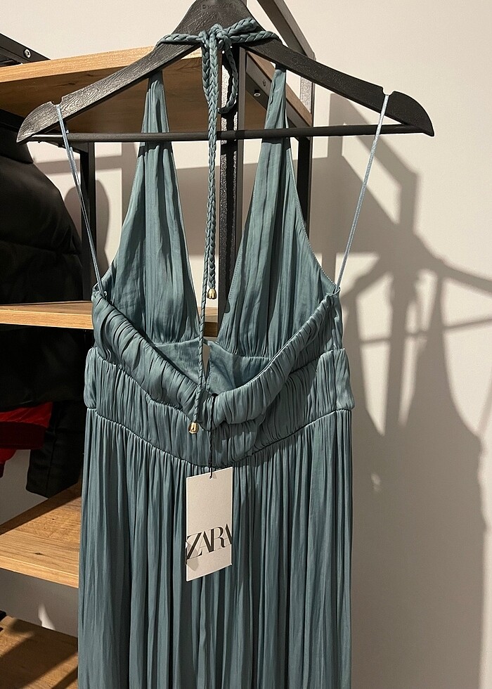 zara örgü askı saten elbise - Görsel 4