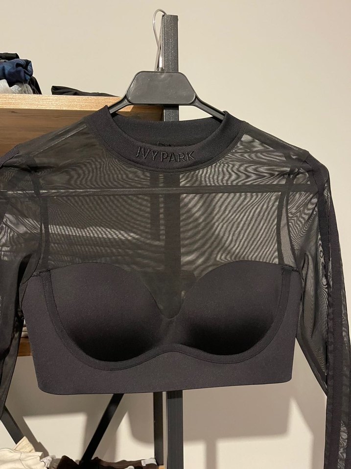 adidas x IVY PARK Siyah Mesh Crop Top - Görsel 3