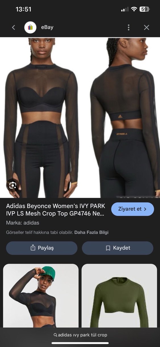 adidas x IVY PARK Siyah Mesh Crop Top - Görsel 2