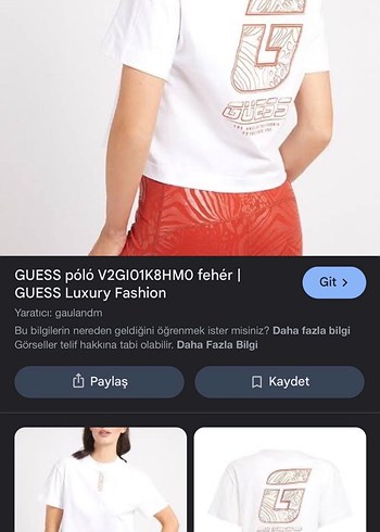 Baskılı Beyaz Guess Kadın Tişört - Görsel 3