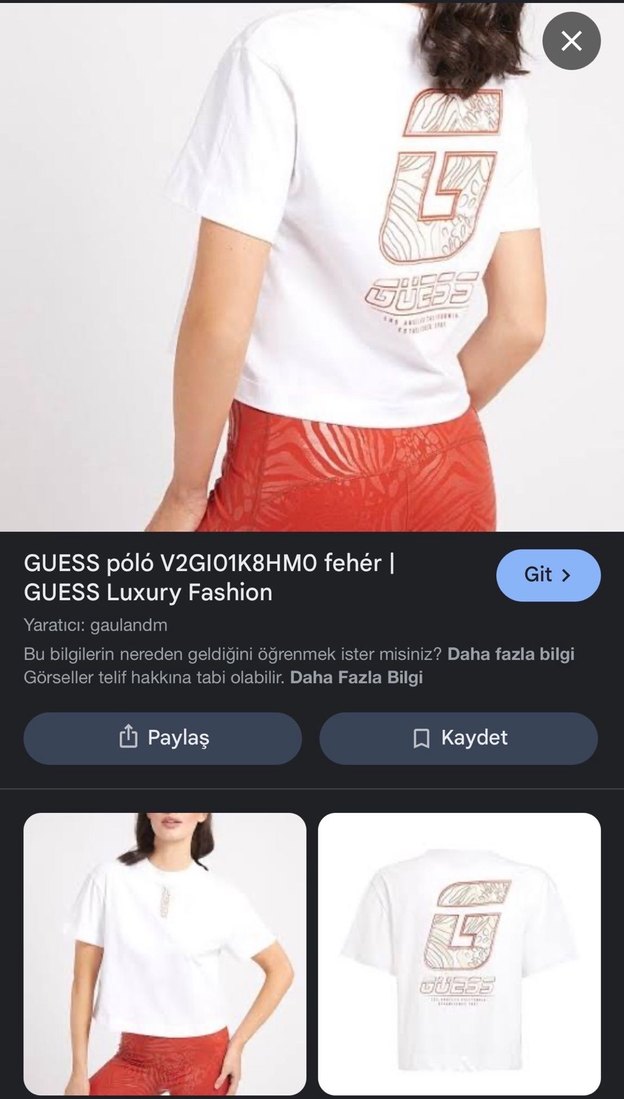 Baskılı Beyaz Guess Kadın Tişört - Görsel 3