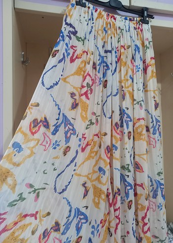 Piliseli Çok Renkli Uzun Bohem Etek - Görsel 2