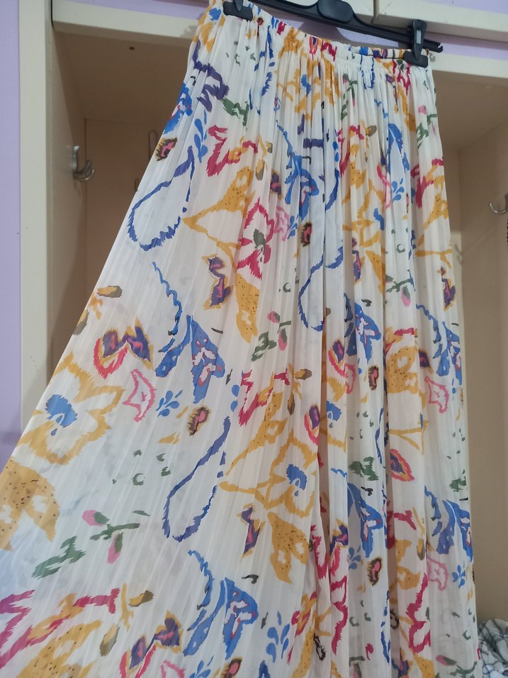 Piliseli Çok Renkli Uzun Bohem Etek - Görsel 2