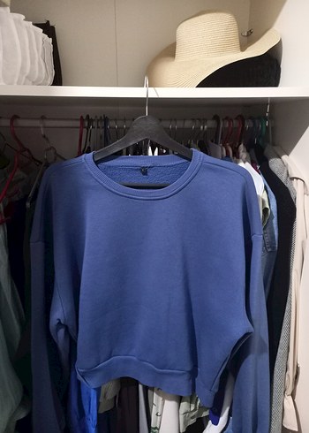 Mavi crop Sweatshirt - Görsel 2