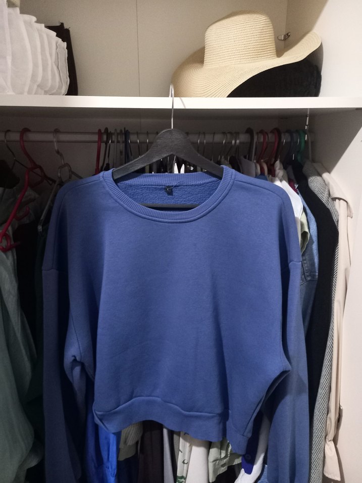 Mavi crop Sweatshirt - Görsel 2