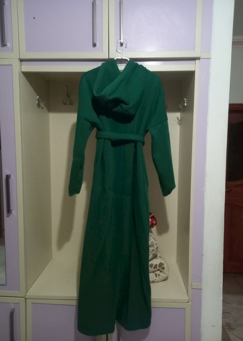 Kemerli Uzun Yeşil Kadın Elbise - Görsel 2