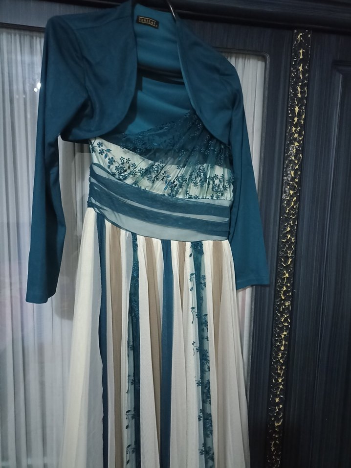 Askılı Uzun Tie-Dye Bohem Kadın Elbise - Görsel 3