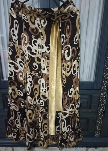 Kahverengi Desenli Uzun Bohem Etek - Görsel 4