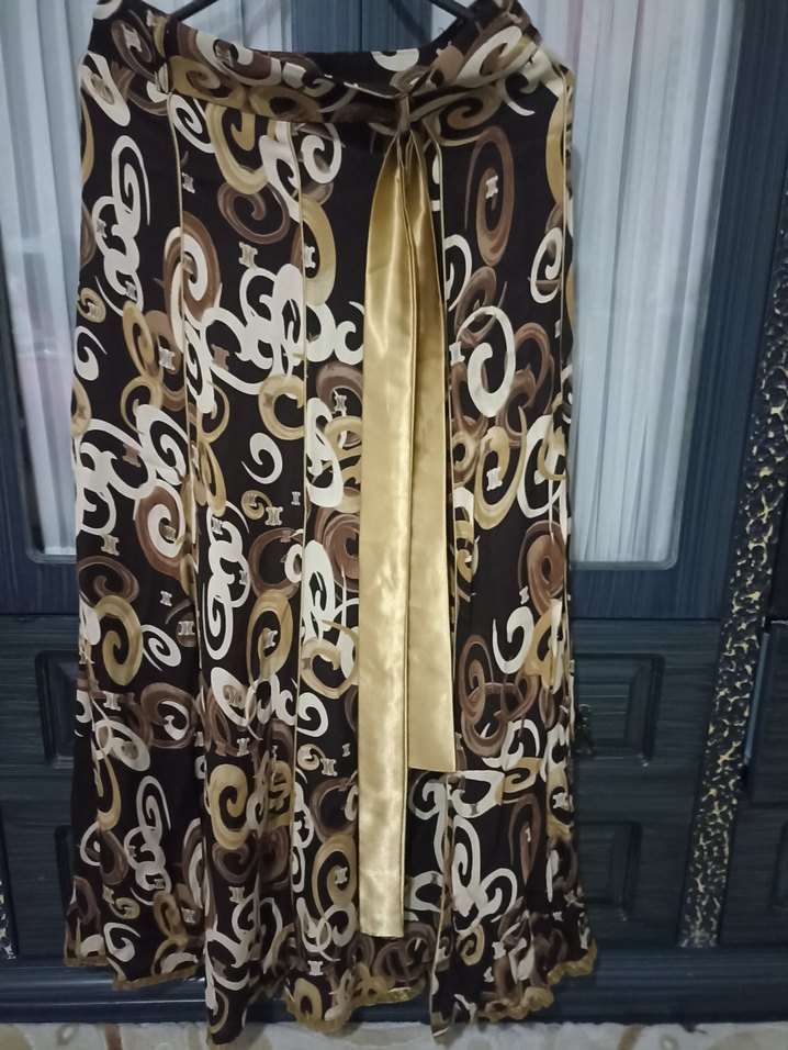 Kahverengi Desenli Uzun Bohem Etek - Görsel 3