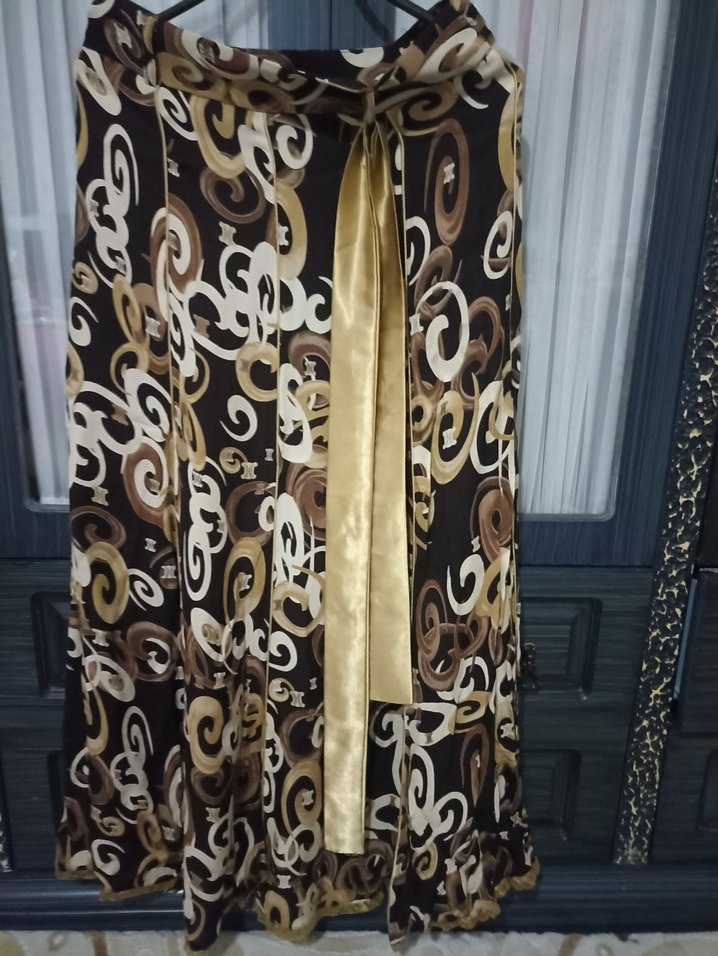 Kahverengi Desenli Uzun Bohem Etek - Görsel 4