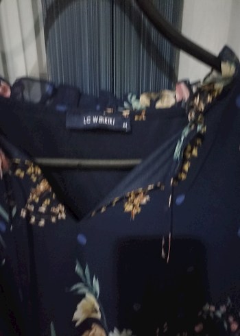 Lacivert Çiçek Desenli Midi Bohem Elbise - Görsel 6