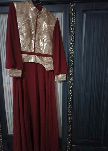 Bordo Nakışlı Uzun Kollu Şık Kadın Elbise - Görsel 2