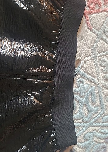 Siyah Deri Mini Etek Pilili - Görsel 5