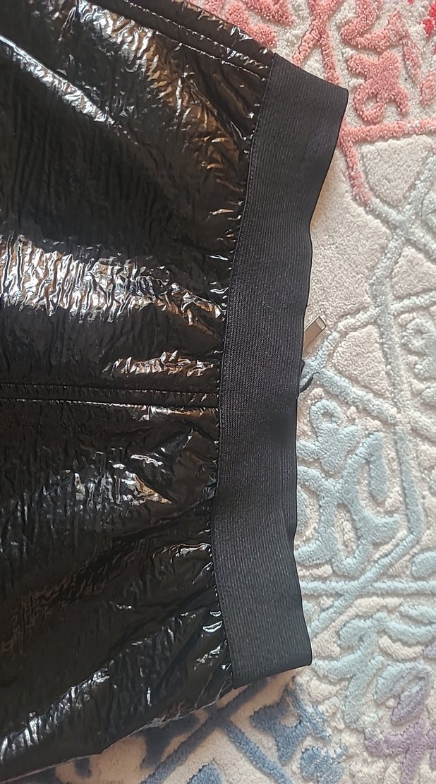 Siyah Deri Mini Etek Pilili - Görsel 5