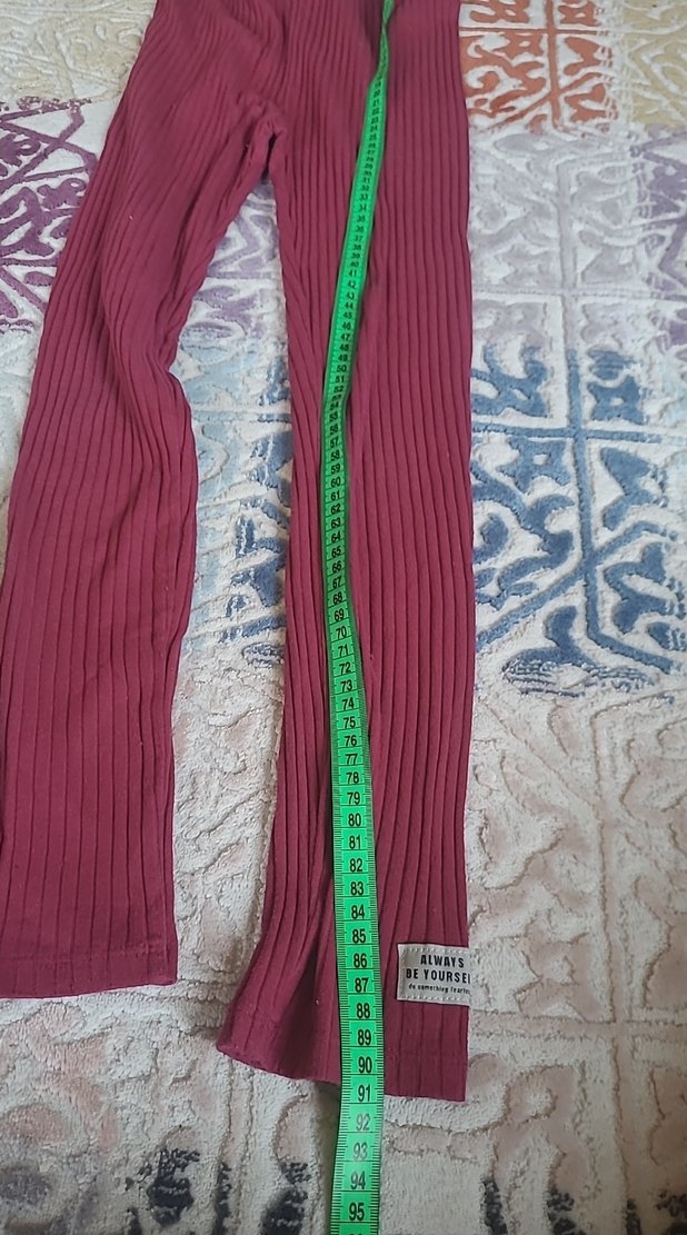 Bordo Piliseli Kız Tayt - Görsel 3