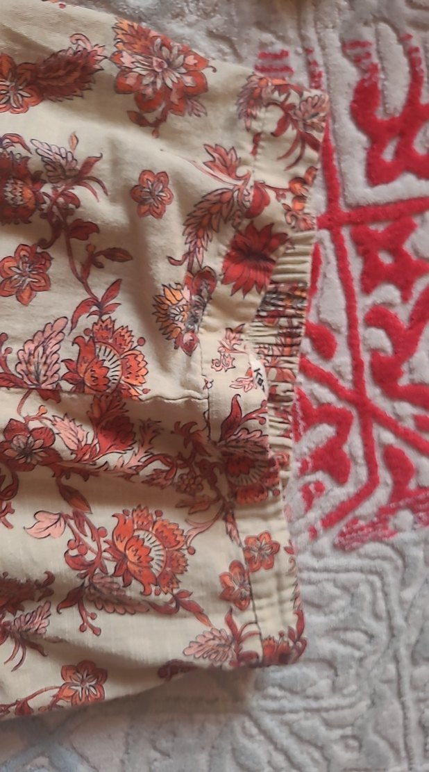 Bej Çiçek Desenli Uzun Bohem pantolon - Görsel 4