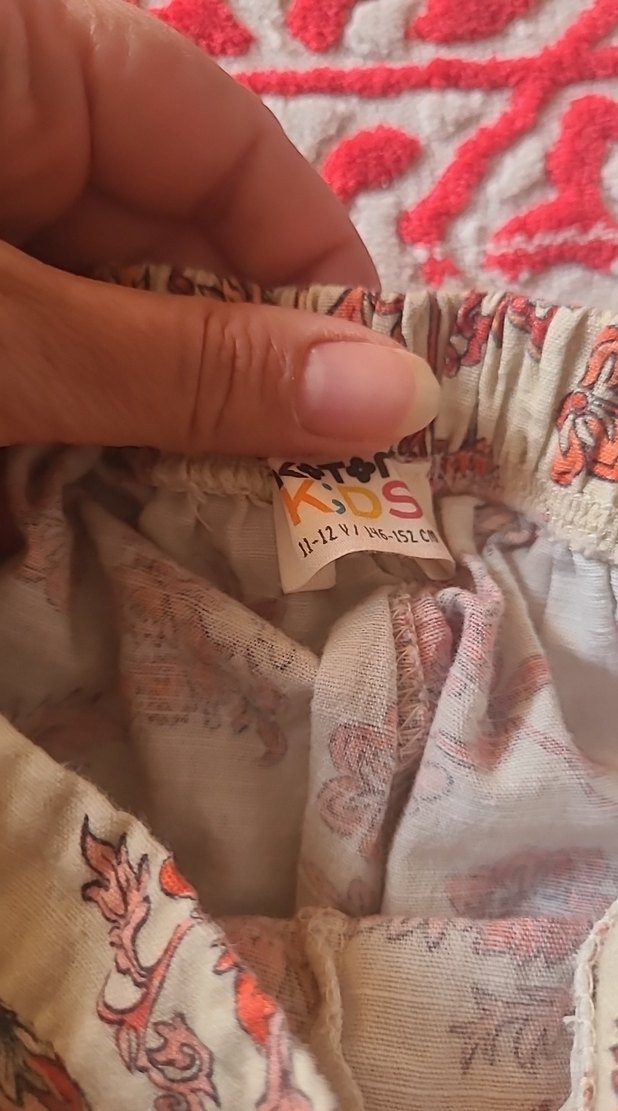 Bej Çiçek Desenli Uzun Bohem pantolon - Görsel 5