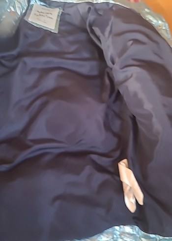 Mavi Kapüşonlu Midi Mont - Görsel 3