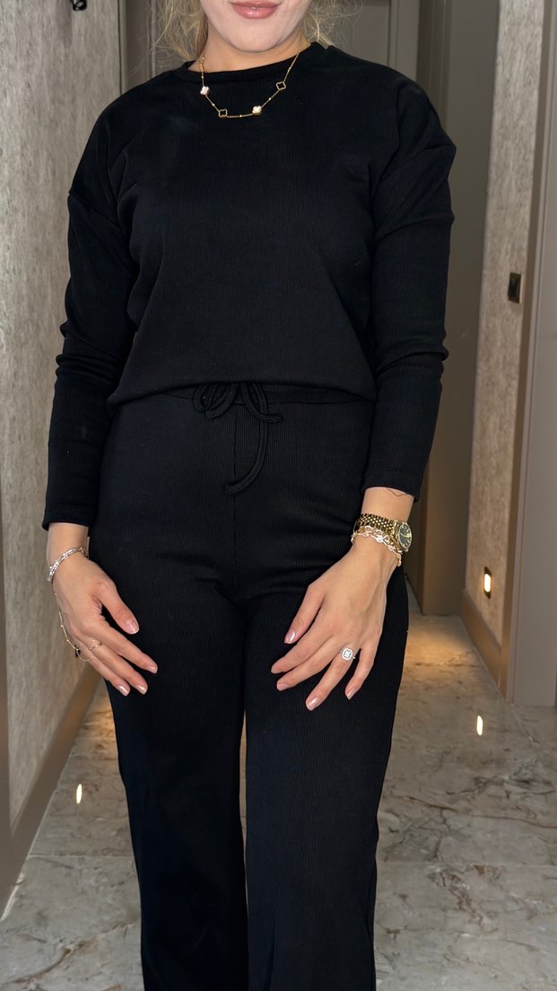 Siyah Kadın Uzun Denim Tulum - Ofis Şıklığı - Görsel 3