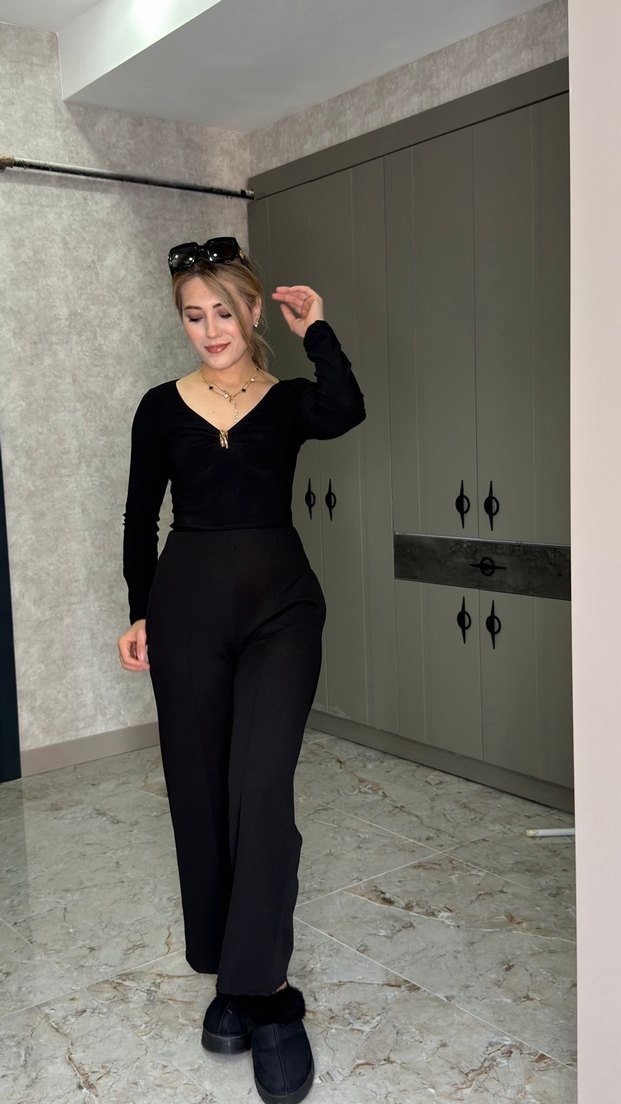 Siyah milla pantolon - Görsel 3