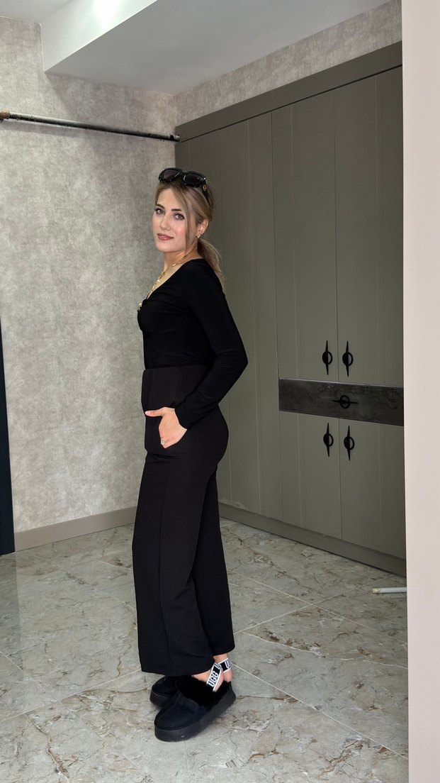 Siyah milla pantolon - Görsel 2