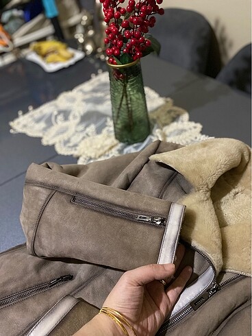 m Beden kahverengi Renk Hakiki deri nubuk mont