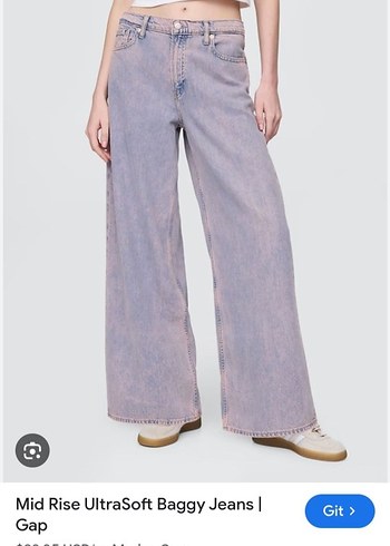 Gap Bej Bağcıklı Normcore Rahat Kesim Kadın Kot Pantolon