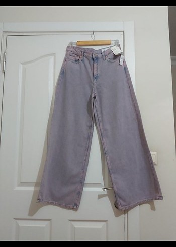 27 Beden Bej Bağcıklı Normcore Rahat Kesim Kadın Kot Pantolon