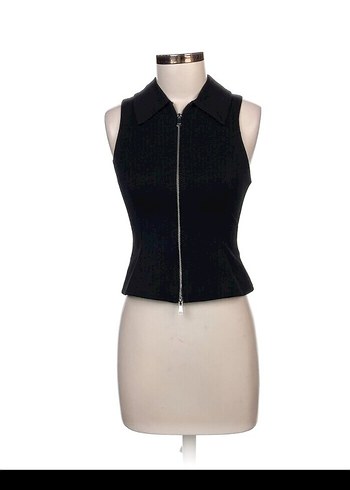 Zara marka siyah renk fermuarlı yelek - Görsel 2