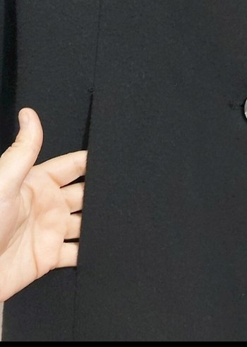 Siyah renk kaşe kısa kaban - Görsel 4