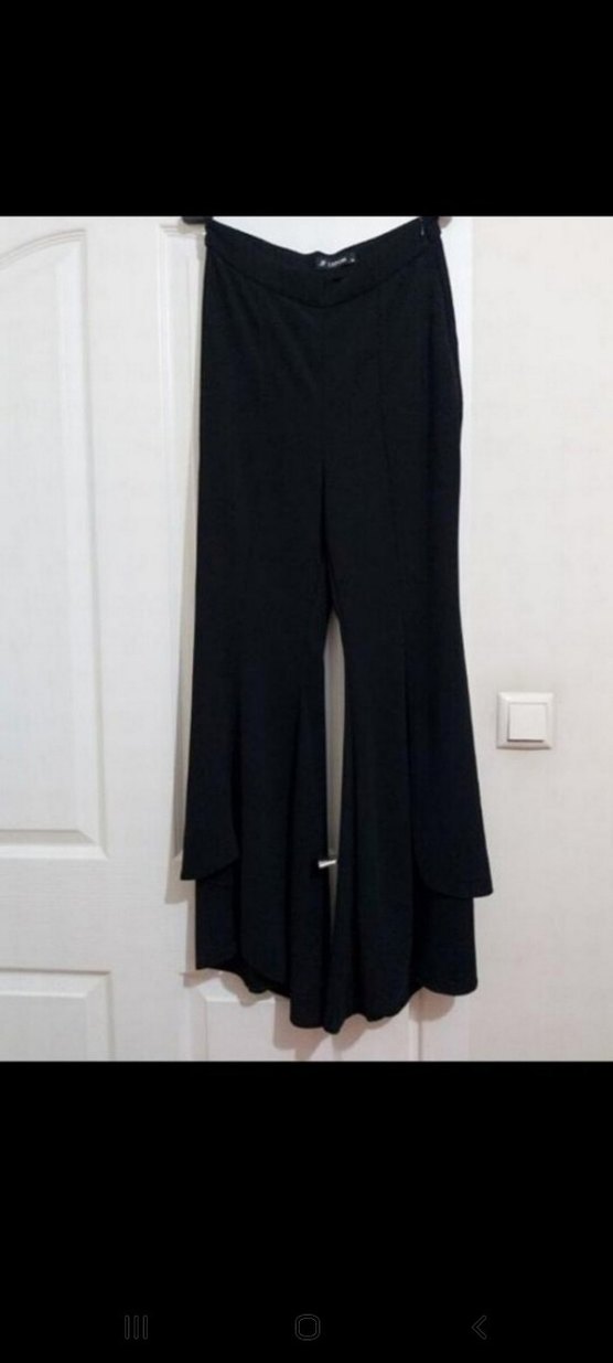 Lefon marka İspanyol paça siyah pantolon - Görsel 2