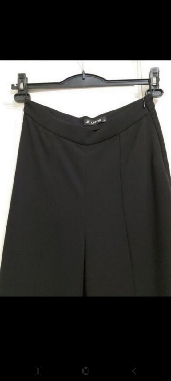 Lefon marka İspanyol paça siyah pantolon - Görsel 5