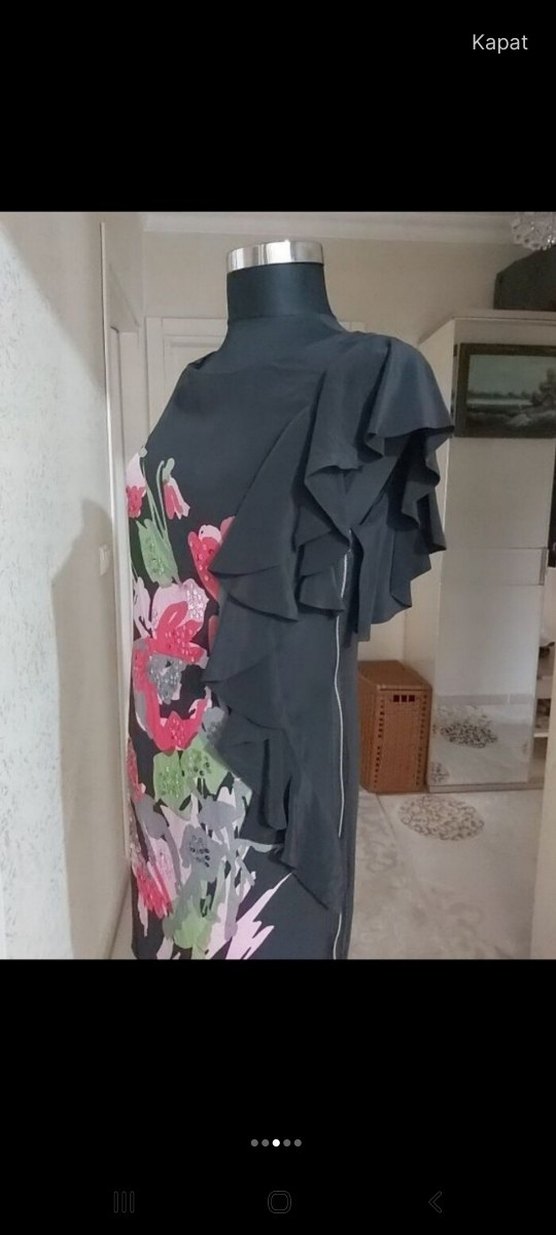Rene Derhy marka siyah çiçekli elbise - Görsel 3