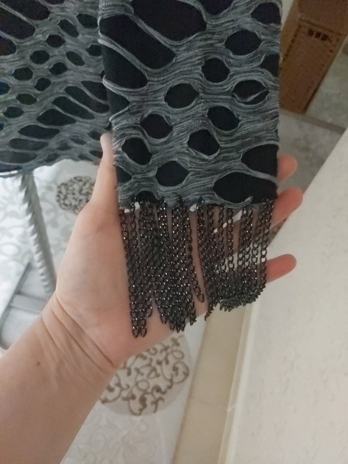 Gri Batik Desenli Uzun Kadın hırka - Görsel 4