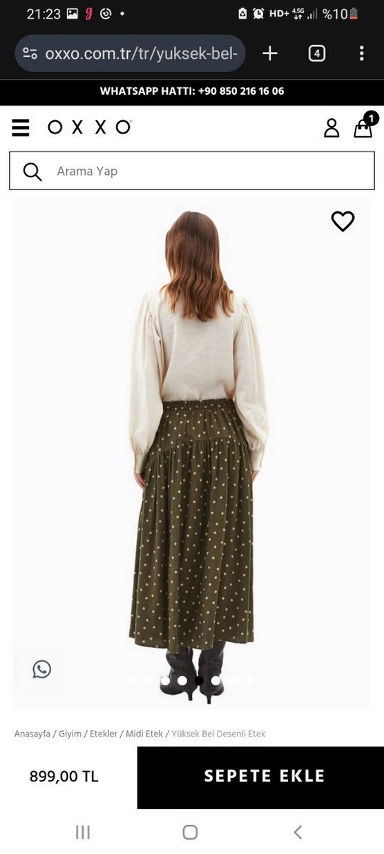 Oxxo marka puantiyeli haki renk etek - Görsel 4